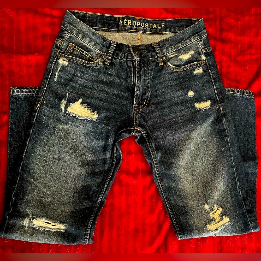 Aeropostale Straight Leg Rigid Dark Wash Jeans